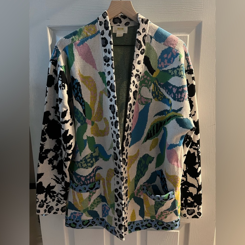 NWOT: Maeve Anthropologie Contrast Cardigan - Picture 3 of 14